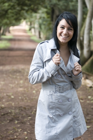 young pretty woman in the forestの写真素材