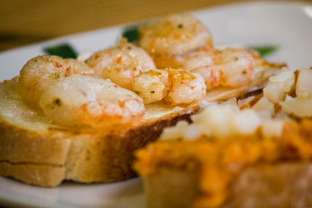 Shrimp sandwich from bread and shrimpの写真素材
