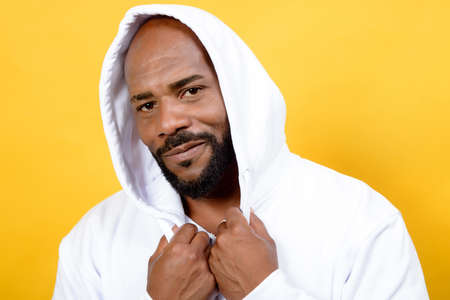 portrait of african american man in good physical shape close-upの写真素材