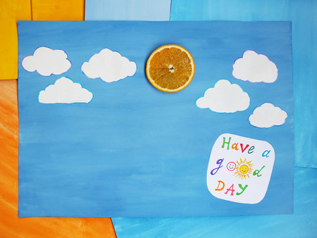 Paper note with phrase: Have a good day. Positive attitude conceptの写真素材
