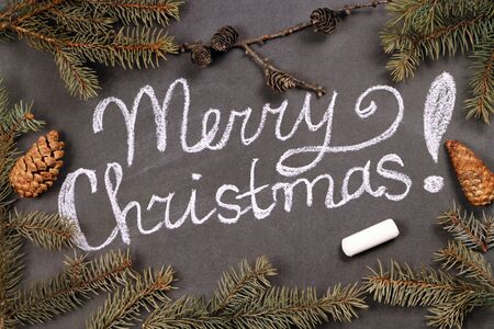 Christmas background with an inscription. Top viewの写真素材