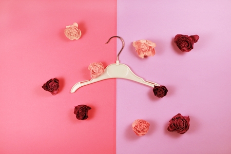 Hanger on pink backgroundの写真素材