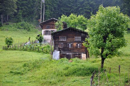 A traditional wood house at  Ayder Yaylasi in Rizeのeditorial素材