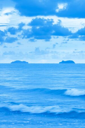 A tranquil blue sea after stormy days, scenery of tropical sea after stormy in rainy, beautiful blue...