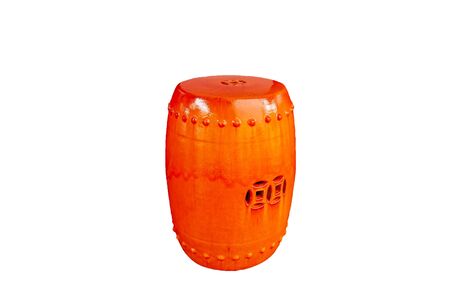 Chinese orange ceramic chair isolated on white backgroundの写真素材