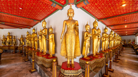 The ancient Buddha image of Wat Pho is a top tourist attraction in Bangkok, Thailand.
