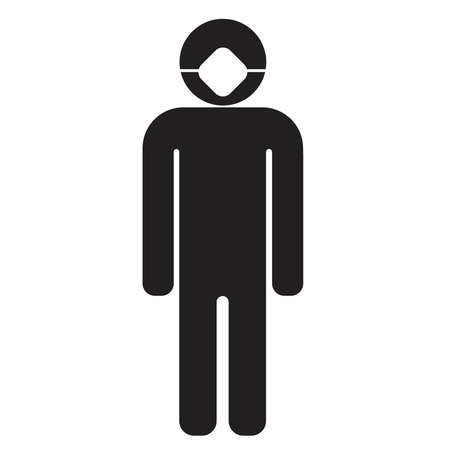 Pictogram standing man in a respirator mask. Vector icon.のイラスト素材