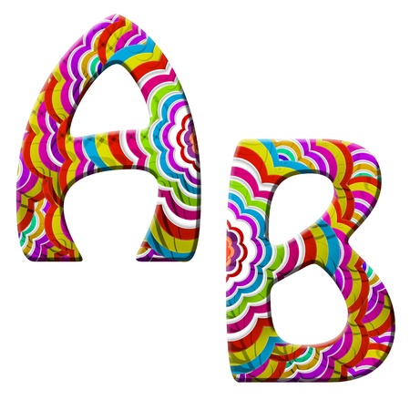 A,B Colorful wave font isolated on whiteの写真素材