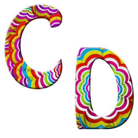 C,D, Colorful wave font isolated on whiteの写真素材