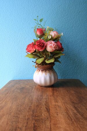 Vase rose flowers handmade の写真素材