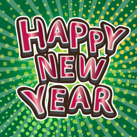 Happy new year typography designs on bokeh green backgroundのイラスト素材