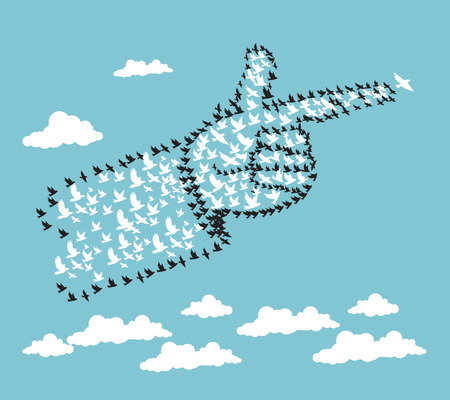Hand abstract illustration by Birds leadership conceptのイラスト素材
