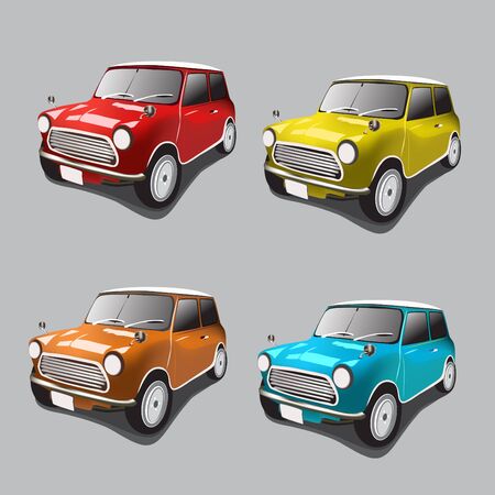Vintage cars icons set multicolorのイラスト素材