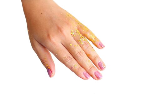 hand gold glitter and isolate background concept design of rich.の写真素材