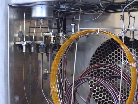 Inside and column Gas Chromatography Analyzer in laboratory.