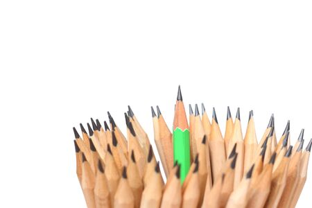 pencil wooden isolated on white background concept  idea leadership and term work  grow organization business.の写真素材