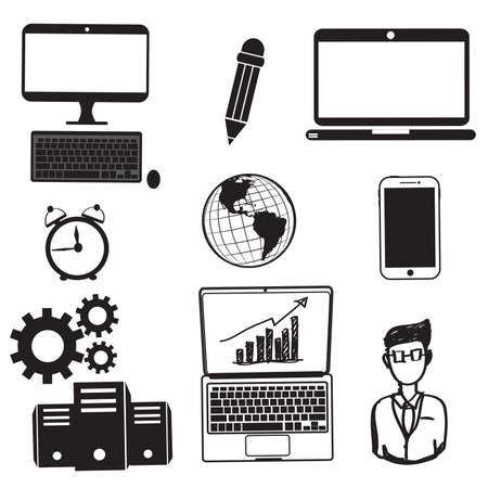 technology computer,  telephone and  people business symbol vector icon  isolatedのイラスト素材