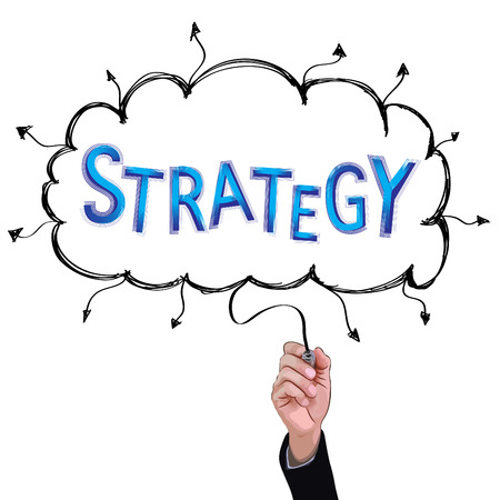 concept  pencil idea hand isolate write blue and black strategy business illustration vector.のイラスト素材