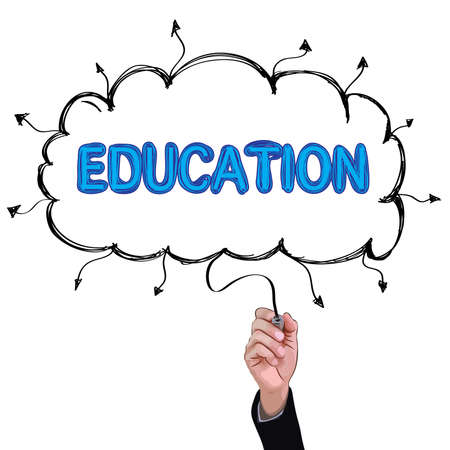 concept  pencil idea hand isolate write blue education illustration vector.のイラスト素材