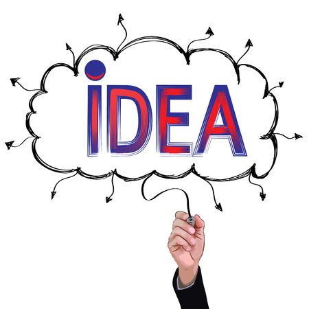 hand isolate pencil idea  write red idea business illustration vector concept.のイラスト素材