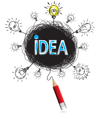 pencil idea isolate write blue idea business illustration vector concept.のイラスト素材