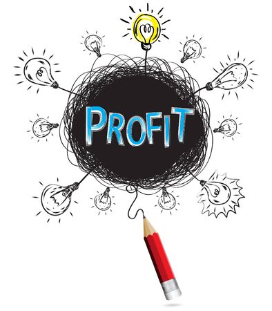 pencil idea isolate write blue profit business illustration vector concept.のイラスト素材