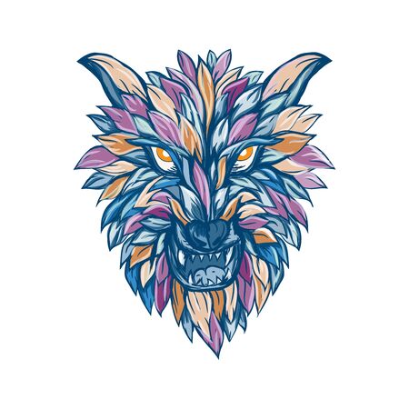 Abstract of A ferocious wolf illustration vectorのイラスト素材