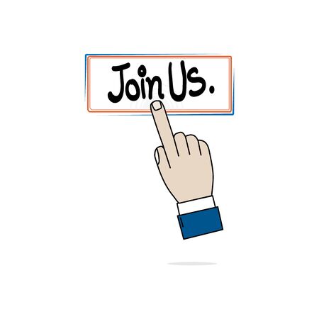 Hand business icon Press Join us on white backgroundのイラスト素材