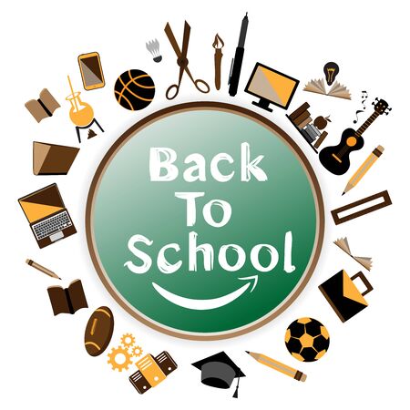 Back to school design with education symbol around circleのイラスト素材