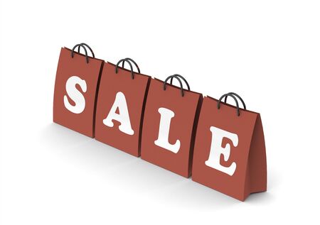 Red shopping bags with sale wordの写真素材