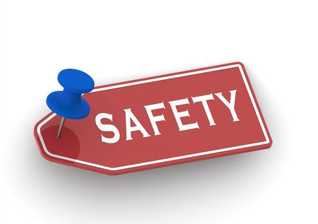 Safety tag with blue push pinの写真素材