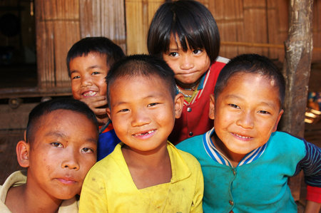 Potrait of cheeful Thai childrenのeditorial素材