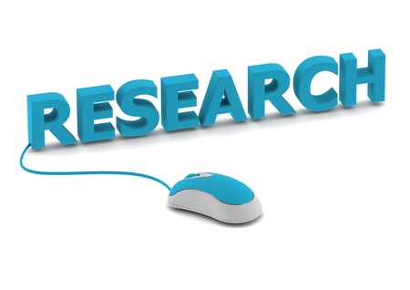 Research and computer mouseの写真素材