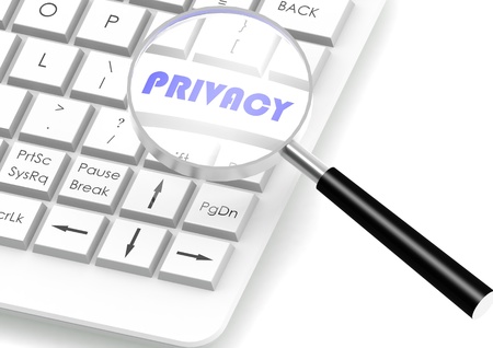 Privacy keyboard with magnifying glassの写真素材