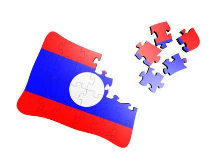 Laos flag puzzleの写真素材