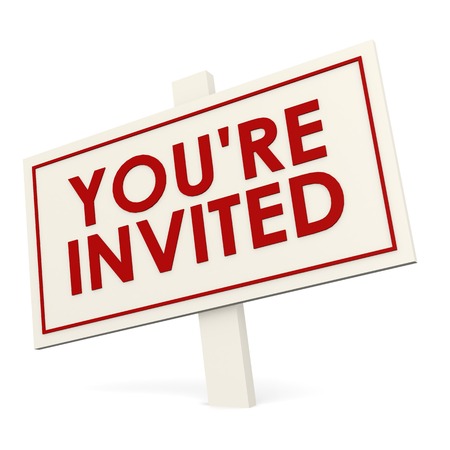 You re invited white bannerの写真素材