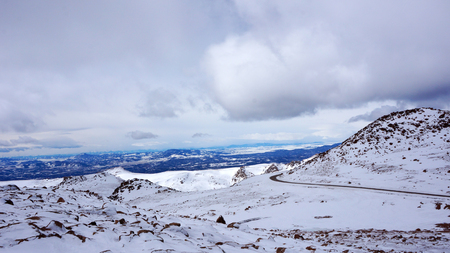 Scenary view of Pikes Peak national park, Colorado in the winter
