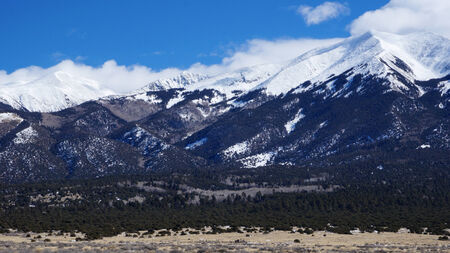 High mountain covers by snow in the winter