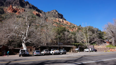 The buildings of Indian Gardens in Sedona, Arizona.のeditorial素材