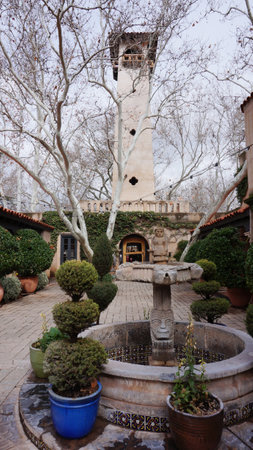 SEDONA, ARIZONA, FEBRUARY 8: The buildings of Tlaquepaque, February 8, 2014. Featuring artisan shops and galleries, beautiful architecture and landscaping, this shopping village is a popular attraction in Sedona.のeditorial素材