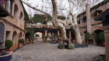 SEDONA, AZ, FEB 9: The buildings of Tlaquepaque, February 9, 2014. Featuring artisan shops and galleries, beautiful architecture and landscaping, this shopping village is a popular attraction in Sedona.のeditorial素材