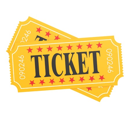 Two orange ticket on white background