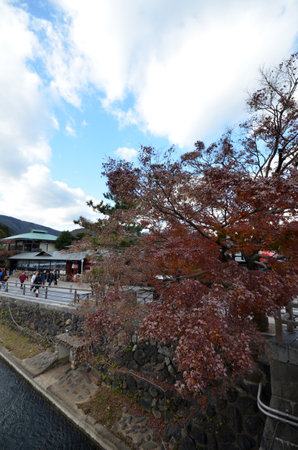 KYOTO, JAPAN - DEC 09: Tourists visit Arashiyama in Kyoto, Japan on December 09, 2014. Arashiyama is...