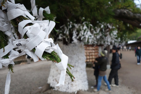IZUMO, JAPAN -DEC 06: Tourists visit Izumo-taisha on December 06, 2014 in Kyoto. Izumo-taisha is one of the most ancient and important Shinto shrines in Japan.のeditorial素材