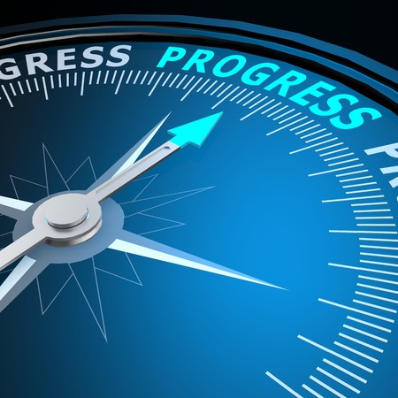 Progress word on compassの写真素材