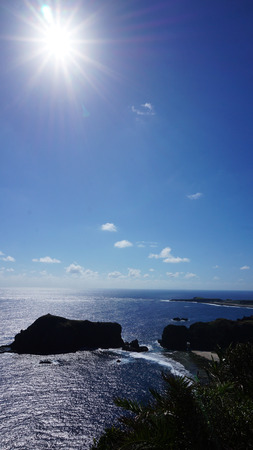 The blue ocean bay.blue sky and blue sea.の写真素材