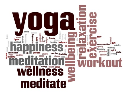 Yoga word cloud with white background image with hi-res rendered artwork that could be used for any graphic design.の写真素材