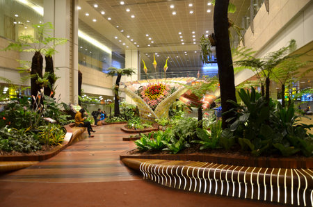 SINGAPORE  - MAR 25: Enchanted garden at Changi international airport on March 25, 2015 in Singapore. Changi Airport serves more than 100 airlines.のeditorial素材
