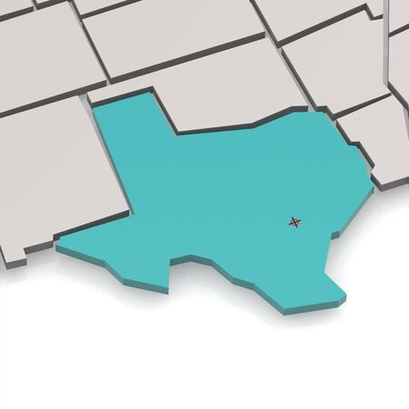 Texas map with white background image with hi-res rendered artwork that could be used for any graphic design.の写真素材