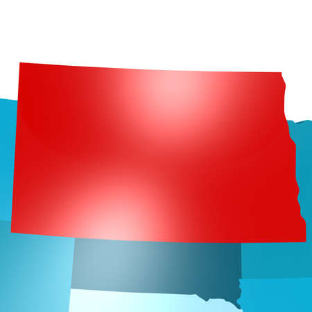 North Dakota map on blue USA map image with hi-res rendered artwork that could be used for any graphic design.の写真素材